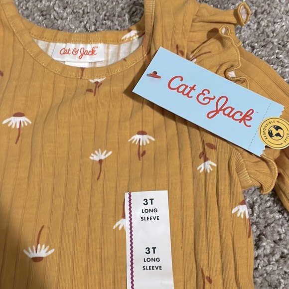 Cat & Jack Mustard Floral Long Sleeve Shirt - Picture 4 of 5